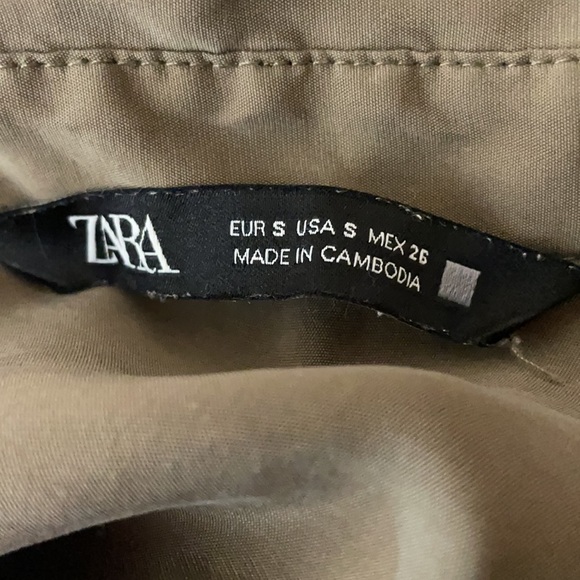 Zara Crop Button Down Shirt with Drawstring - Olive - Picture 12 of 14